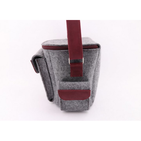 Felt shoulder bag with leather inserts for Canon photo/video cameras (07001) Gray Felt shoulder bag with leather inserts for Canon photo/video cameras (07001) Gray