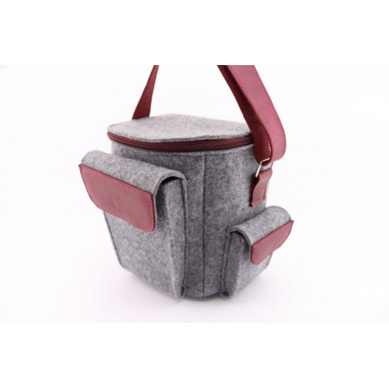 Felt shoulder bag with leather inserts for Canon photo/video cameras (07001) Gray Felt shoulder bag with leather inserts for Canon photo/video cameras (07001) Gray
