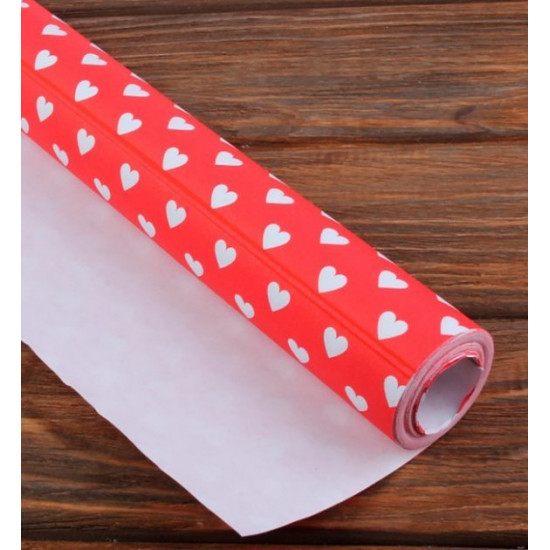 Gift wrapping paper “Hearts on Red”, 8 m*70 cm Gift wrapping paper “Hearts on Red”, 8 m*70 cm