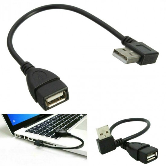 Кабель кутовий адаптер Alitek USB Male - USB Female, 21 см (48410) Кабель кутовий адаптер Alitek USB Male - USB Female, 21 см (48410)