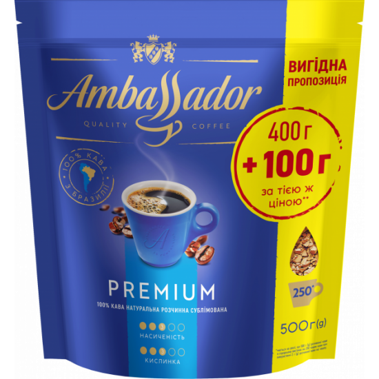 Instant coffee Ambassador Premium 400 g + 100 g (8720254065748) Instant coffee Ambassador Premium 400 g + 100 g (8720254065748)