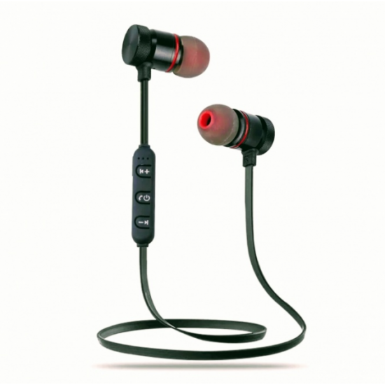 Wireless vacuum bluetooth headphones with microphone with magnetic fixation XT-6 Black