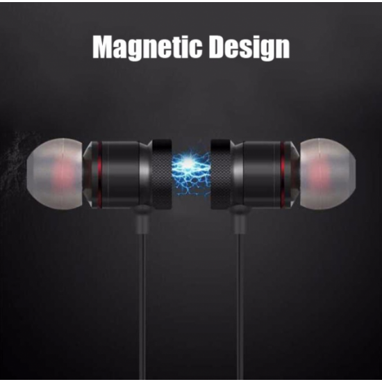Wireless vacuum bluetooth headphones with microphone with magnetic fixation XT-6 Black
