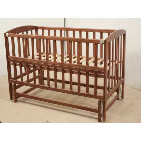 Children's bed crib GOYDA VALERIA with a pendulum mechanism and a folding side panel (600*1200mm), wenge Children's bed crib GOYDA VALERIA with a pendulum mechanism and a folding side panel (600*1200mm), wenge