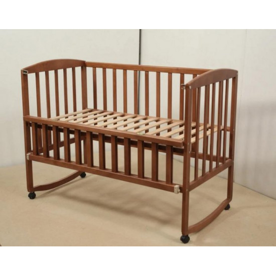 Children's bed crib GOYDA VALERIA with a pendulum mechanism and a folding side panel (600*1200mm), wenge Children's bed crib GOYDA VALERIA with a pendulum mechanism and a folding side panel (600*1200mm), wenge