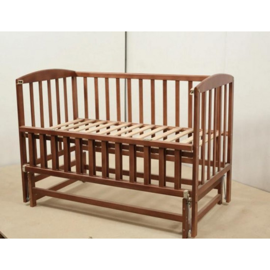 Children's bed crib GOYDA VALERIA with a pendulum mechanism and a folding side panel (600*1200mm), wenge Children's bed crib GOYDA VALERIA with a pendulum mechanism and a folding side panel (600*1200mm), wenge