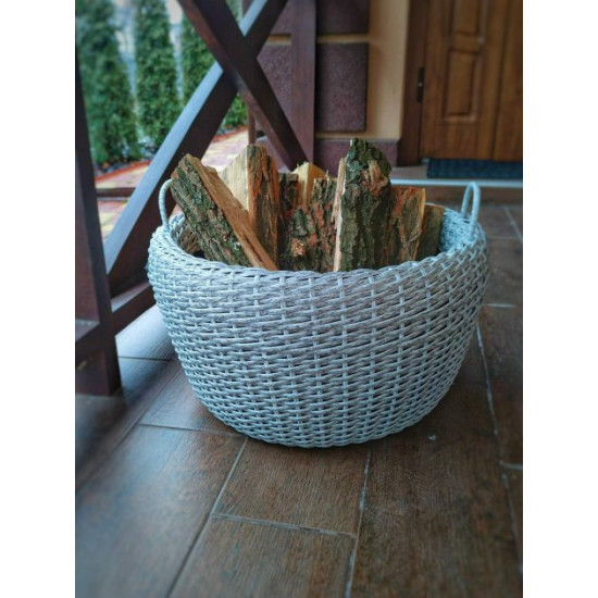 Woodman wicker basket with handmade artificial rattan handles gray 45 l Woodman wicker basket with handmade artificial rattan handles gray 45 l