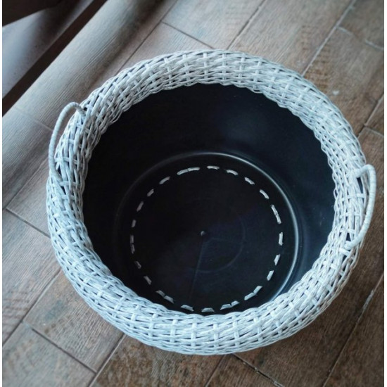 Woodman wicker basket with handmade artificial rattan handles gray 45 l Woodman wicker basket with handmade artificial rattan handles gray 45 l