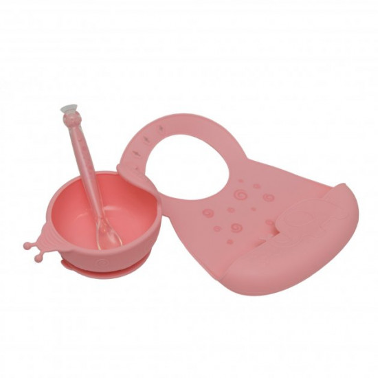 Набор силиконовой посуды Kinderenok Happy Meal розовый (250220) Набор силиконовой посуды Kinderenok Happy Meal розовый (250220)