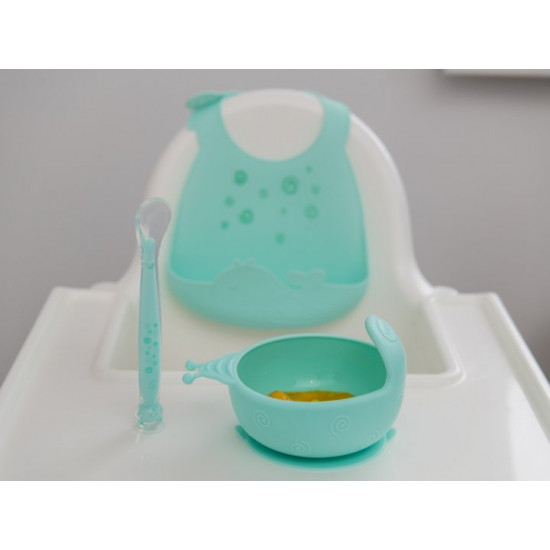 Набор силиконовой посуды Kinderenok Happy Meal голубой (250220) Набор силиконовой посуды Kinderenok Happy Meal голубой (250220)