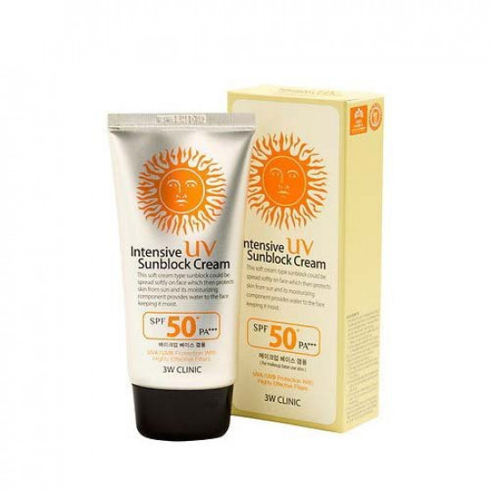 Сонцезахисний крем SPF50 PA+++ 3w Clinic Intensive UV Sunblock CreamSPF50 PA+++ 70ml Сонцезахисний крем SPF50 PA+++ 3w Clinic Intensive UV Sunblock CreamSPF50 PA+++ 70ml