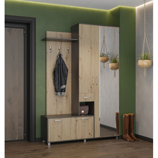Entrance hall made of Reprise chipboard 1400x375x2090 mm anthracite/artisan oak Svit Mebliv Entrance hall made of Reprise chipboard 1400x375x2090 mm anthracite/artisan oak Svit Mebliv