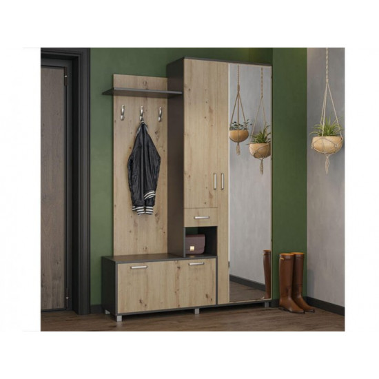 Entrance hall made of Reprise chipboard 1400x375x2090 mm anthracite/artisan oak Svit Mebliv Entrance hall made of Reprise chipboard 1400x375x2090 mm anthracite/artisan oak Svit Mebliv