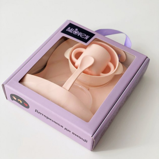 Набір дитячого силіконового посуду Soft Pink Набір дитячого силіконового посуду Soft Pink