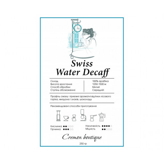 Кофе CREMON Swiss Water Decaff 250 г Кофе CREMON Swiss Water Decaff 250 г