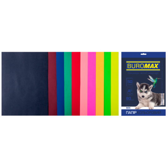 Набор цветной бумаги Buromax Dark+Neon А4 50 л (BM272105099) Набор цветной бумаги Buromax Dark+Neon А4 50 л (BM272105099)