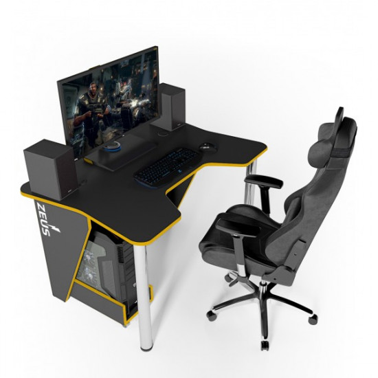 Ігровий стіл ZEUS™ IGROK-3L, чорний/жовтий з LED підсвічуванням Ігровий стіл ZEUS™ IGROK-3L, чорний/жовтий з LED підсвічуванням