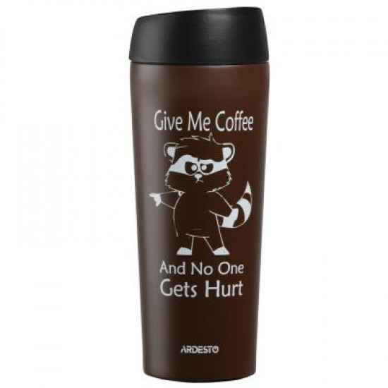 Термокружка Ardesto Coffee Time Raccoon 450 мл Brown (AR2645DML) Термокружка Ardesto Coffee Time Raccoon 450 мл Brown (AR2645DML)