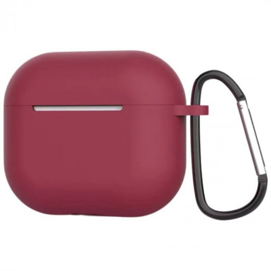 Силіконовий чохол Nik з карабіном для Apple AirPods 3 2021 бордовий Силіконовий чохол Nik з карабіном для Apple AirPods 3 2021 бордовий