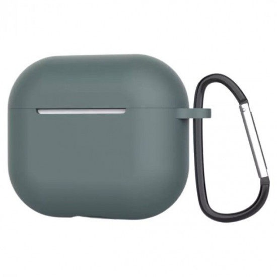 Силіконовий чохол Nik з карабіном для Apple AirPods 3 2021 темно-зелений Силіконовий чохол Nik з карабіном для Apple AirPods 3 2021 темно-зелений