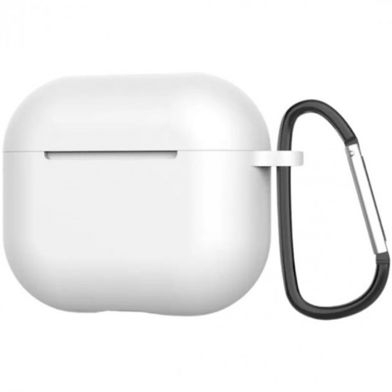 Силіконовий чохол Nik з карабіном для Apple AirPods 3 2021 білий Силіконовий чохол Nik з карабіном для Apple AirPods 3 2021 білий