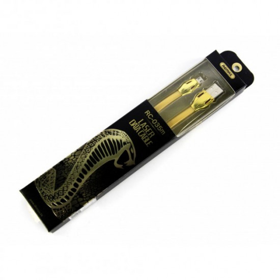 Кабель Remax Laser MicroUSB 1m (RC-035m) Чорний з рожевим золотом