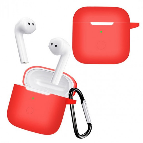 Силиконовый чехол для Xiaomi Redmi Buds 3 красный (чехол + карабин) Силиконовый чехол для Xiaomi Redmi Buds 3 красный (чехол + карабин)