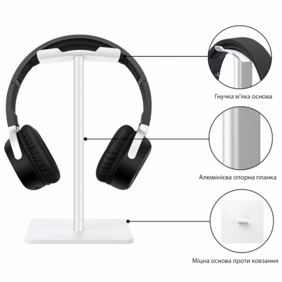 Headphone stand organizer headset on a non-slip basis New Bee NB-Z1W White Headphone stand organizer headset on a non-slip basis New Bee NB-Z1W White
