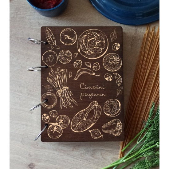Book for recording culinary recipes with engraving Food color rosewood Book for recording culinary recipes with engraving Food color rosewood