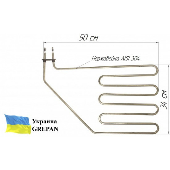 ТЕН для сауни 2000W 230V L=500x340мм 4 ріжків Grepan нержавіюча сталь (saun08) ТЕН для сауни 2000W 230V L=500x340мм 4 ріжків Grepan нержавіюча сталь (saun08)
