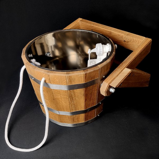 Bucket-waterfall with stainless insert 25 l (oak + impregnation, with set) Bucket-waterfall with stainless insert 25 l (oak + impregnation, with set)