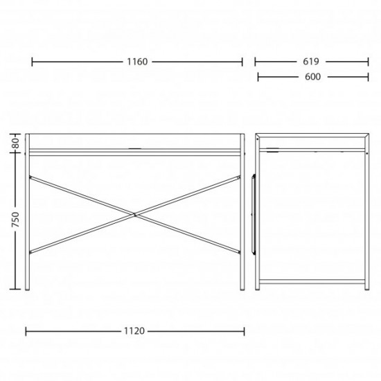 Стіл комп'ютерний Nowy Styl OXFORD ordf BLACK (16) 1160x610x750/830 Стіл комп'ютерний Nowy Styl OXFORD ordf BLACK (16) 1160x610x750/830
