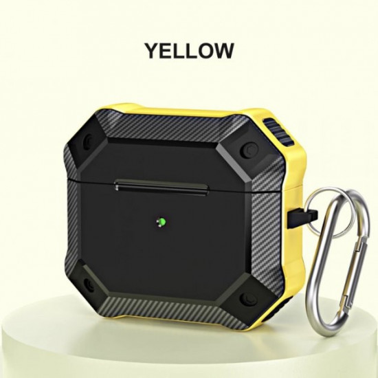 Захисний чохол для навушників Apple Airpods Pro, протиударний з карабіном HOYA (yellow) Захисний чохол для навушників Apple Airpods Pro, протиударний з карабіном HOYA (yellow)
