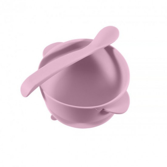 Силиконовая тарелка CUMEENSS AI-114 Pink на присоске с ложкой детская Силиконовая тарелка CUMEENSS AI-114 Pink на присоске с ложкой детская