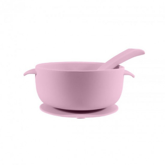 Силиконовая тарелка CUMEENSS AI-114 Pink на присоске с ложкой детская Силиконовая тарелка CUMEENSS AI-114 Pink на присоске с ложкой детская