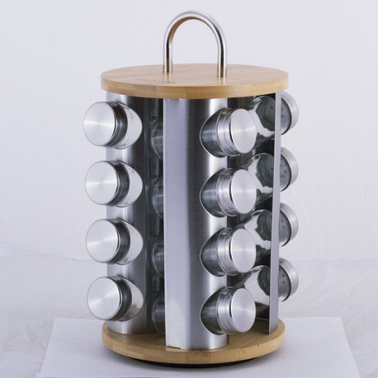 Set of containers for spices Kamille on a round stand 16 pcs KM-7044 Set of containers for spices Kamille on a round stand 16 pcs KM-7044