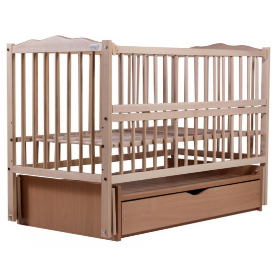 Baby cot Veselka with a pendulum, drawer and folding side panel, DVMYO-3 Babyroom Light beech Baby cot Veselka with a pendulum, drawer and folding side panel, DVMYO-3 Babyroom Light beech