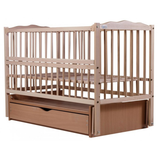 Baby cot Veselka with a pendulum, drawer and folding side panel, DVMYO-3 Babyroom Light beech Baby cot Veselka with a pendulum, drawer and folding side panel, DVMYO-3 Babyroom Light beech