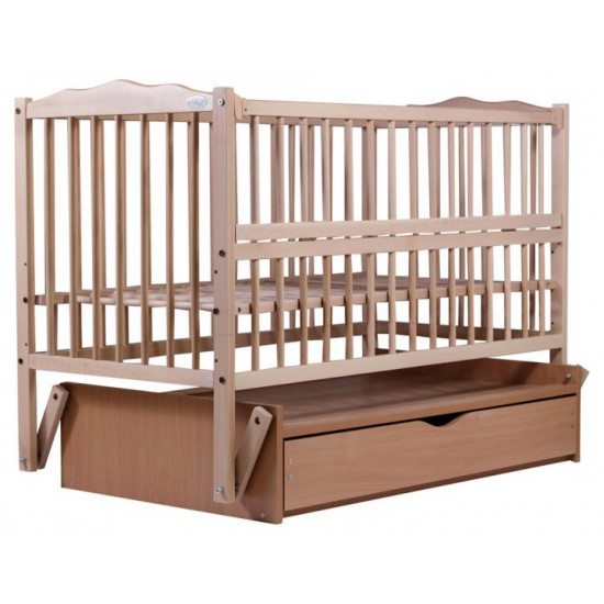 Baby cot Veselka with a pendulum, drawer and folding side panel, DVMYO-3 Babyroom Light beech Baby cot Veselka with a pendulum, drawer and folding side panel, DVMYO-3 Babyroom Light beech
