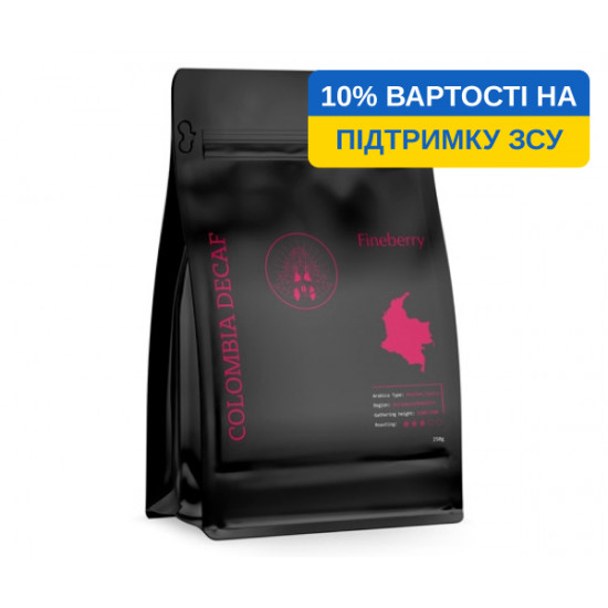 Fineberry Colombia decaffeinated coffee beans 250 g Fineberry Colombia decaffeinated coffee beans 250 g