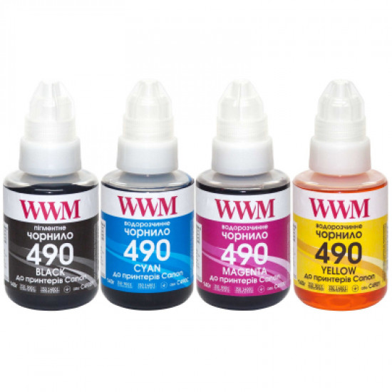 Чернила WWM Canon GI-490, 140г*4 (BP/C/M/Y) (C490SET4) Чернила WWM Canon GI-490, 140г*4 (BP/C/M/Y) (C490SET4)