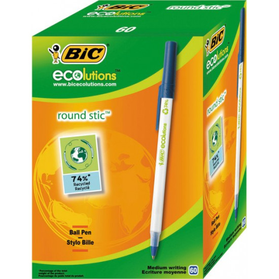 Set of ballpoint pens BIC Round Stic ECOlutions Blue 1 mm 60 pcs (3086123256651) Set of ballpoint pens BIC Round Stic ECOlutions Blue 1 mm 60 pcs (3086123256651)