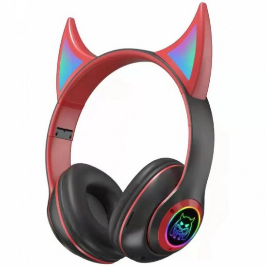 Wireless Children's Headphones with Backlit Ears with MicroSD Ear STN-25 Bluetooth Red Wireless Children's Headphones with Backlit Ears with MicroSD Ear STN-25 Bluetooth Red
