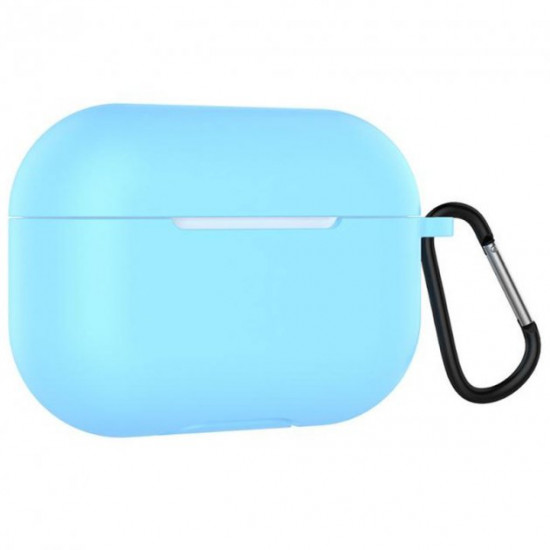 Силіконовий футляр для навушників Airpods Pro Slim + карабін Блакитний / Blue Силіконовий футляр для навушників Airpods Pro Slim + карабін Блакитний / Blue
