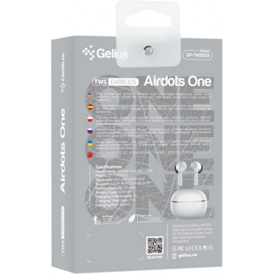 Навушники Gelius Pro Airdots One ANC/ENC GP-TWS003 White (2099900898945) Навушники Gelius Pro Airdots One ANC/ENC GP-TWS003 White (2099900898945)