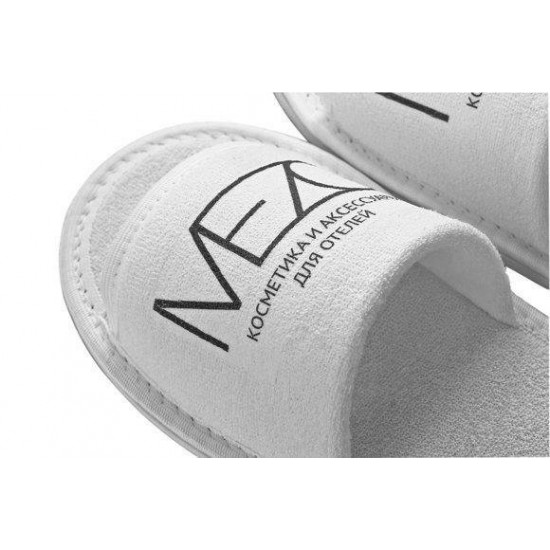 Branded terry slippers Luxyart, white, open, from 50 pcs (ZT-074) Branded terry slippers Luxyart, white, open, from 50 pcs (ZT-074)