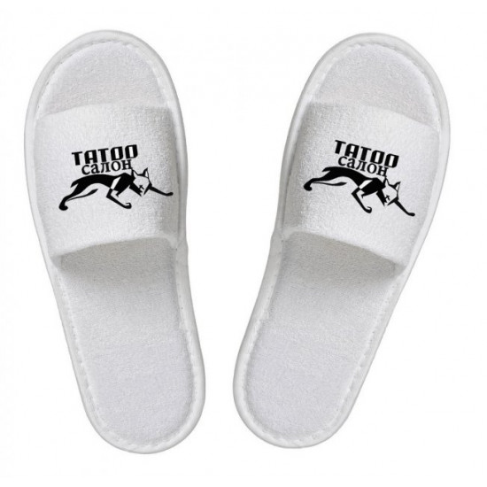 Branded terry slippers Luxyart, white, open, from 50 pcs (ZT-074) Branded terry slippers Luxyart, white, open, from 50 pcs (ZT-074)