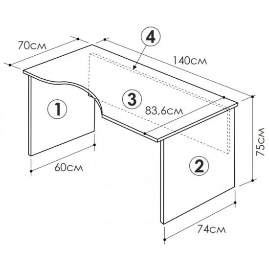 Стол Письменный Roko (Роко) БЮ114 Яблоня 140x84/70x75 см (128211) Стол Письменный Roko (Роко) БЮ114 Яблоня 140x84/70x75 см (128211)