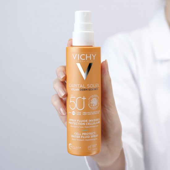 Солнцезащитный водостойкий спрей-флюид Vichy Capital Soleil для тела SPF50+ 200 мл (3337875810869) Солнцезащитный водостойкий спрей-флюид Vichy Capital Soleil для тела SPF50+ 200 мл (3337875810869)