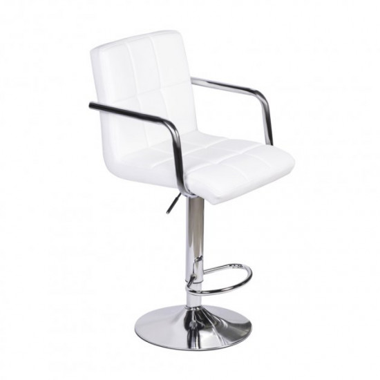 Барный стул HATTA Dublin Arm Eco Chrome Белый Барный стул HATTA Dublin Arm Eco Chrome Белый